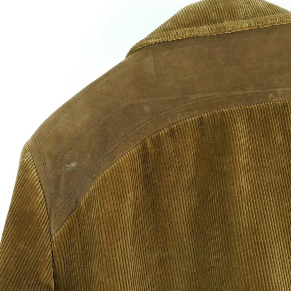 Vintage Cortefiel Corduroy Shooting Jacket Brown Suede Patch Hunting Coat 42